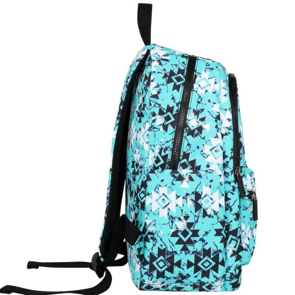 MONTANA WEST Nylon Turquoise Aztec Print Backpack Southwestern NWT - Picture 3 of 7